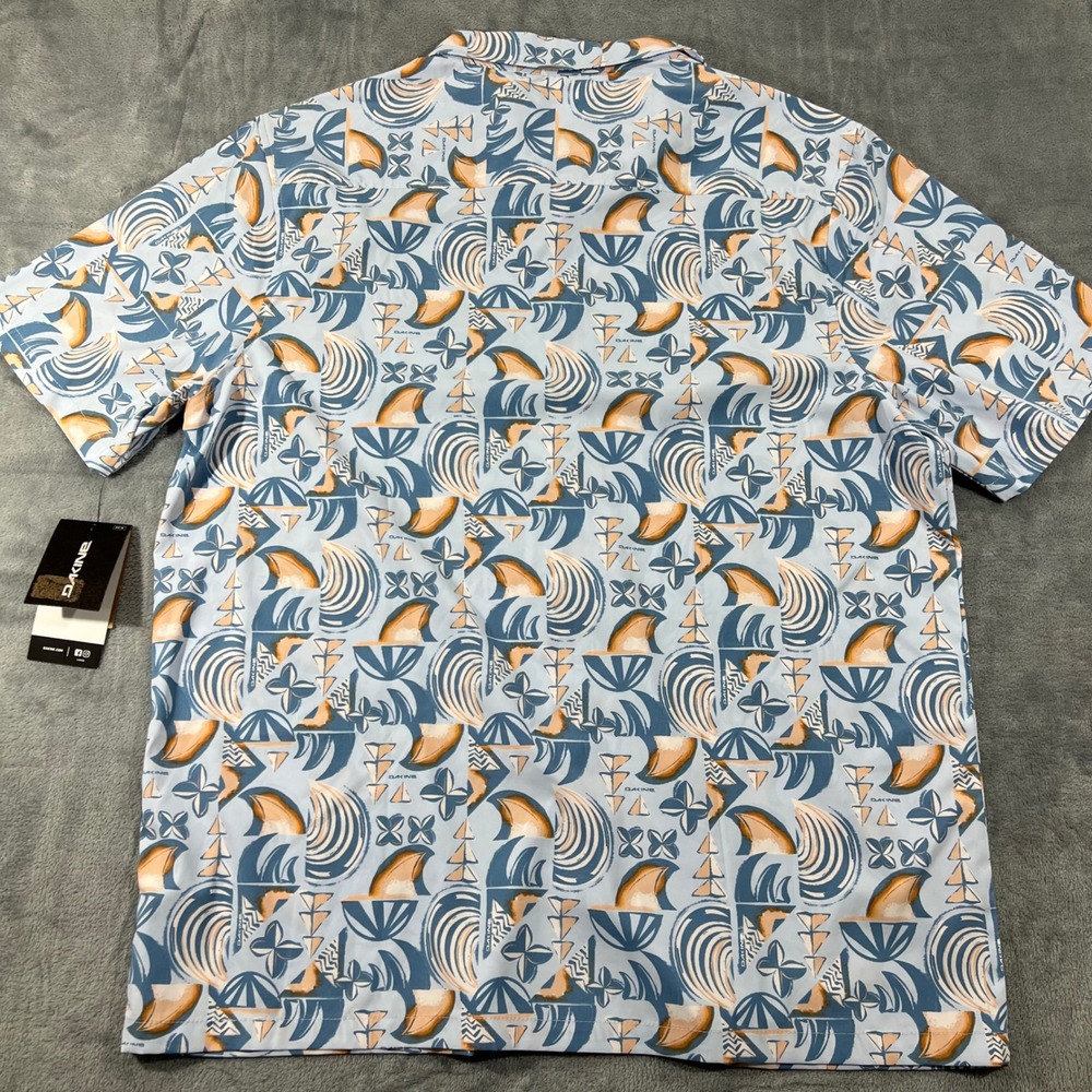 Dakine Mens Blue Shark Fin Wave Print Short Sleeve Button Up Shirt Large NWT - Picture 7 of 8